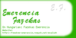 emerencia fazekas business card